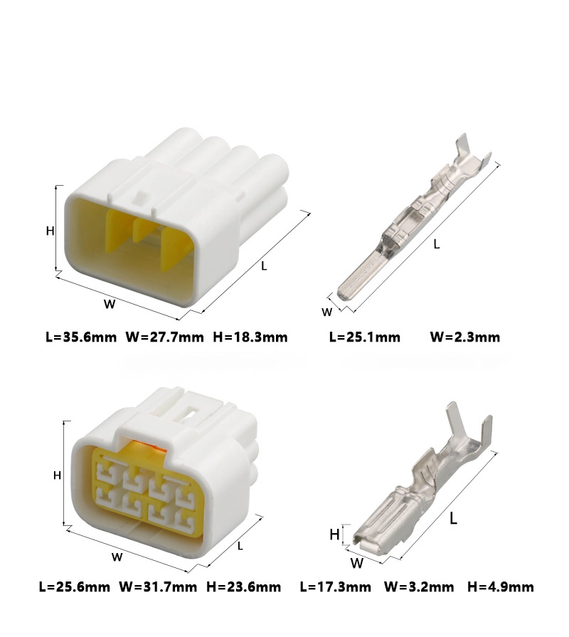 8p8 Hole Automobile Cable Wiring Harness Waterproof Connector DJ7081y-2.3-11/21 Connector Plug Fw-C-8m / F-B