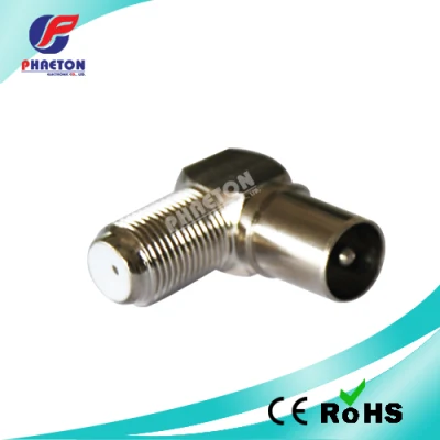 Conector PAL macho a F hembra de 9,5 mm en ángulo